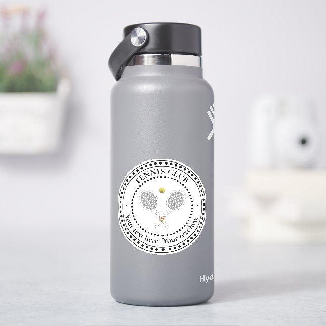 Sticker Club de tennis en texte personnalisable (HydroFlask)
