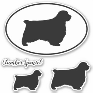 Sticker Clumber Spaniel Chien Silhouettes Ensemble de stic
