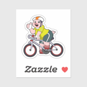 Sticker Cochon avec vélo et casque