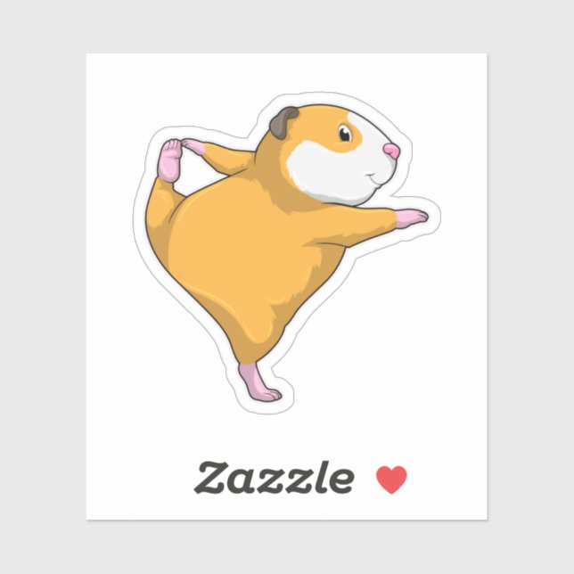 Sticker Cochon de Guinée au Yoga Exercice d'étirement (Feuille)