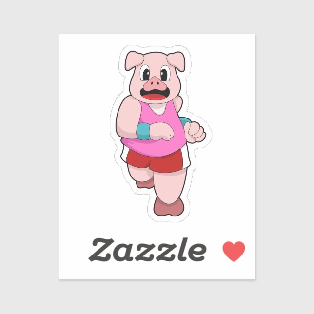 Sticker Cochon en cours d'exécution (Feuille)