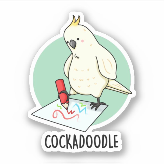 Sticker Cockadoodle amusant Cockatoo Pun (Devant)