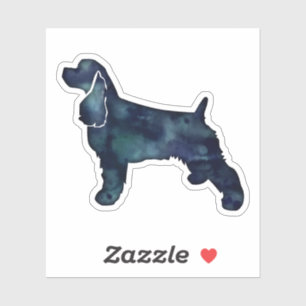 Sticker Cocker Spaniel Chien Silhouette Noir Aquarelle