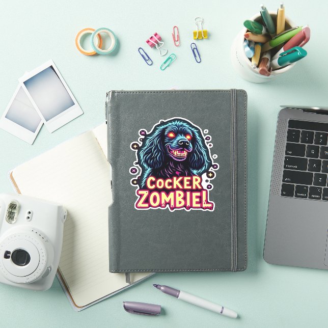 Sticker Cocker Spaniel Cockie Zombie Chien Halloween Essen (Couverture iPad)