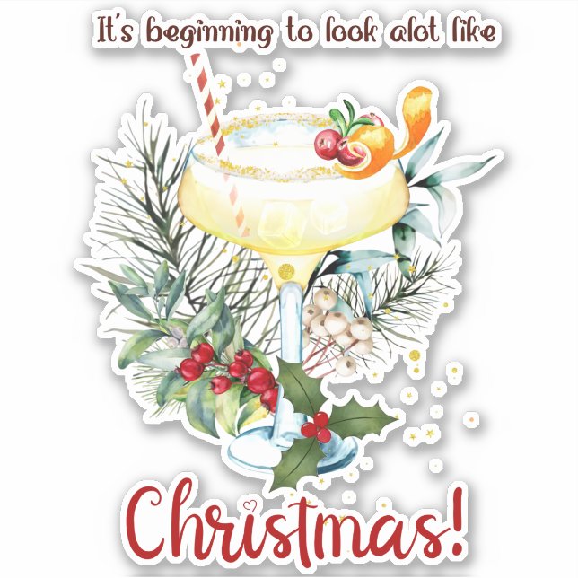 Sticker Cocktails Festive de Noël Boissons Vacances d'hive (Devant)
