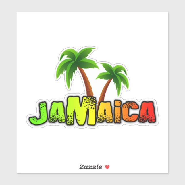 Sticker Cocotiers jamaïcains decal coloré (Feuille)