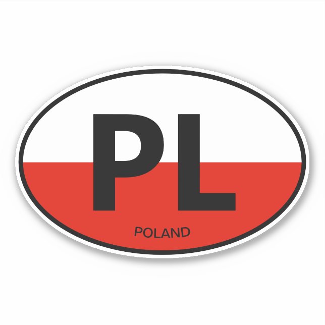 Sticker Code de pays PL Drapeau polonais Voiture vinyle ov (Devant)