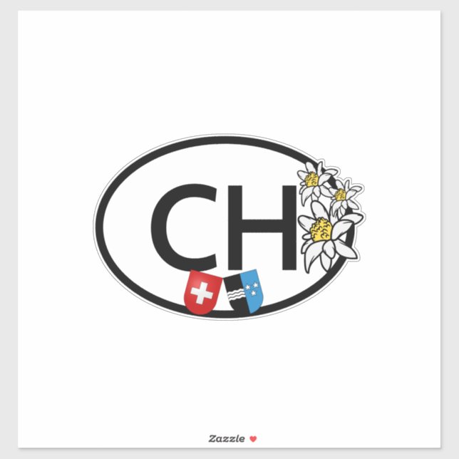 Sticker Code pays Suisse. Crêtes suisses et argaoues (Feuille)