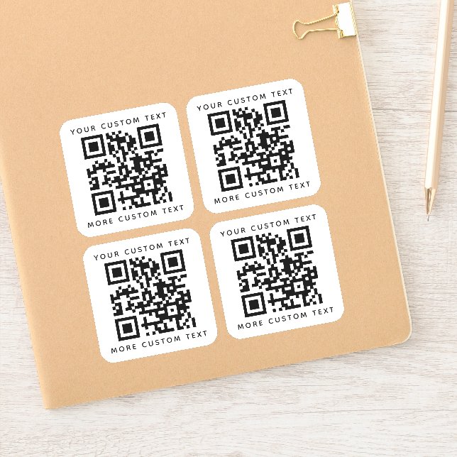 Sticker Code QR deux lignes de texte au-dessus et au-desso (Carnet)
