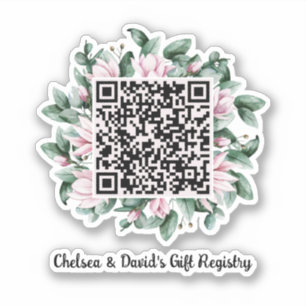 Sticker Code QR personnalisé Magnolia Flower Frame Cadeau 