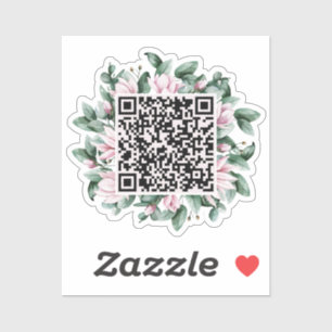 Sticker Code QR personnalisé Magnolia Mariage cadre de fle
