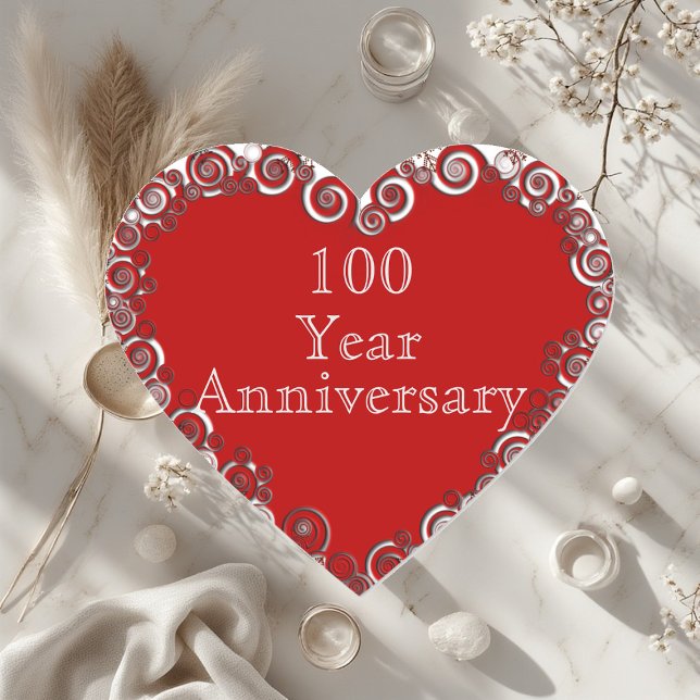 Sticker Cœur 100 Year Anniversary Milestone Romantic Modern  (100 Year Anniversary Milestone Romantic Modern Heart Sticker)