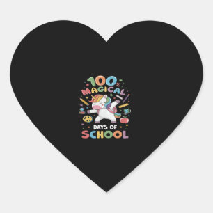 Sticker Cœur 100e Jour de l'école Unicorn 100 Jours magiques En