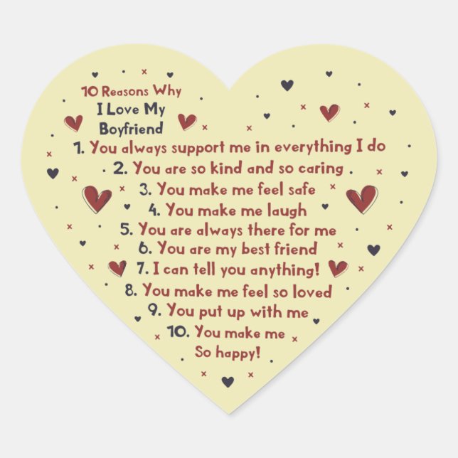 STICKER CŒUR 10 RAISONS POUR LESQUELLES JE VOUS AIME DONNER (Devant)