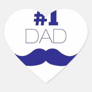 Sticker Cœur #1 Papa Blue Mustache