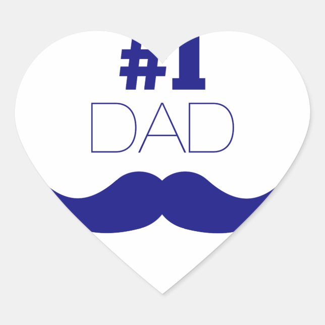 Sticker Cœur #1 Papa Blue Mustache (Devant)