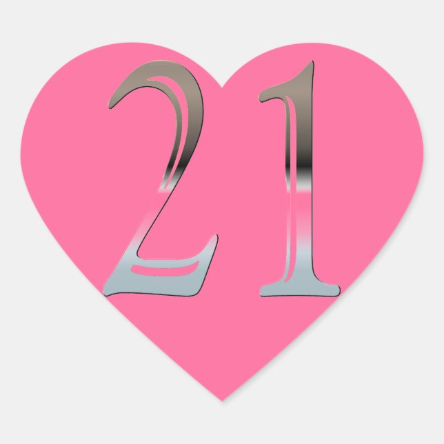 Sticker Cœur 21e anniversaire Argent | Numéro 21 (Devant)