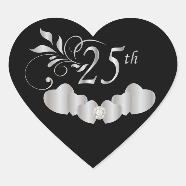 Sticker Cœur 25e anniversaire du Mariage d'argent (Devant)