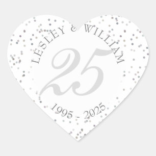 Sticker Cœur 25e anniversaire Mariage de la fécule d'argent Con
