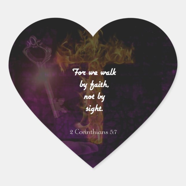 Sticker Cœur 2 Corinthians 5:7 (Devant)