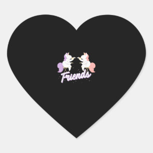 Sticker Cœur 2 Unicornes Boire Tea Shirt, Meilleurs Amis Corres