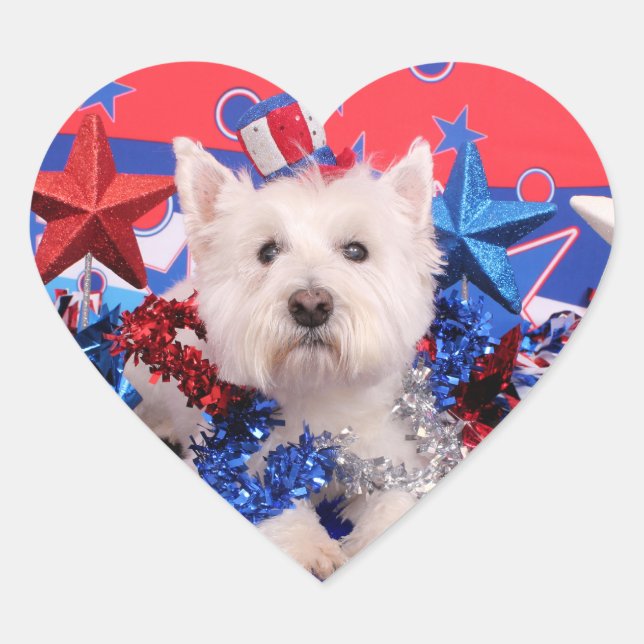 Sticker Cœur 4 juillet - Westie - Polo (Devant)