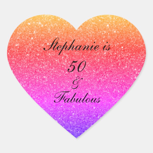 Sticker Cœur 50 Et Fabuleux Anniversaire Rose Black Violet Part (Devant)