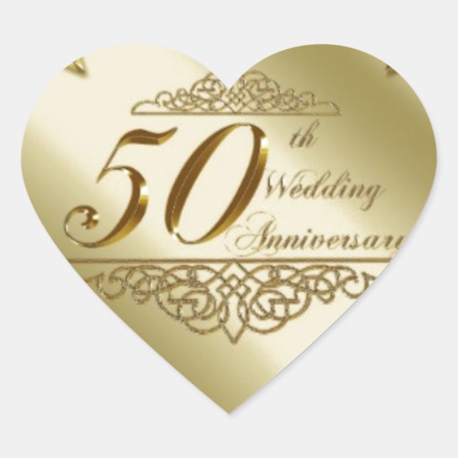 STICKER CŒUR 50E ANNIVERSAIRE MARIAGE SOUVENIRS (Devant)