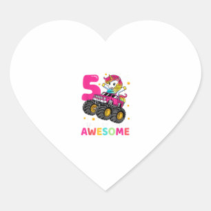 Sticker Cœur 5 Ans Unicorn équitation Monster Camion 5e anniver
