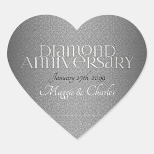 Sticker Cœur 60e anniversaire de Mariage diamant
