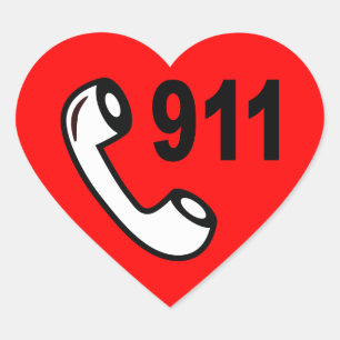 Sticker Cœur 911 EMERGENCY PHONE NUMBER MEDICAL HELP Shoutout