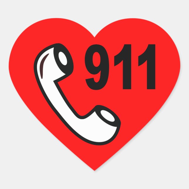 Sticker Cœur 911 EMERGENCY PHONE NUMBER MEDICAL HELP Shoutout (Devant)