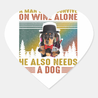 Sticker Cœur A Man Need Him Dog And Wine In Quarantin