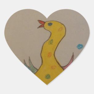 Sticker Cœur #ABC Art par les enfants, Canard de Pâques
