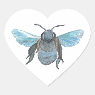 Sticker Cœur Abeille charpentière sauvage en vol