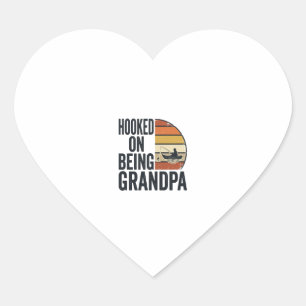 Sticker Cœur Accro au fait d'être grand-père pêche rétro vector