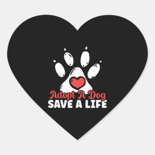 Sticker Cœur Adopter un chien Sauver un animal de vie Secourt d