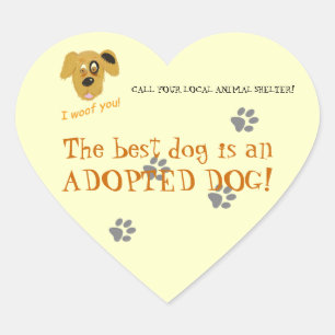 Sticker Cœur Adoptez un chien ! - Refuge pour