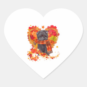 Sticker Cœur Affenpinscher Au Coeur Fait De Feuilles D'Automne