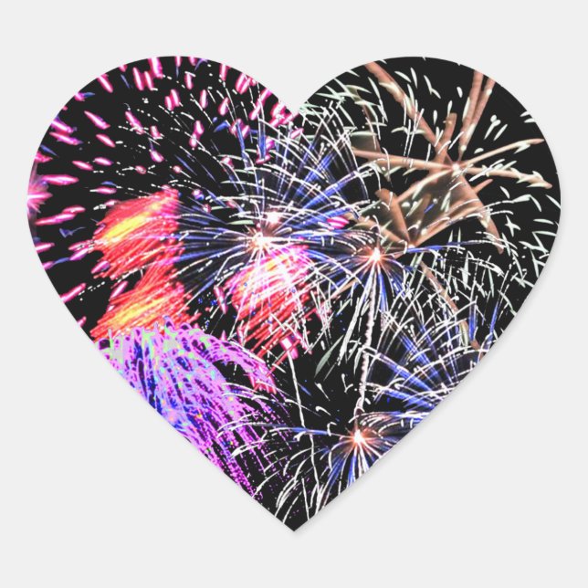 Sticker Cœur Affichage Fireworks (Devant)