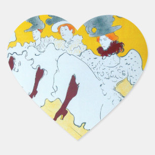 Sticker Cœur Affiche de Toulouse Lautrec Jeune Fille Jaune Dans