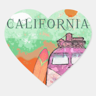 Sticker Cœur Affiche de voyage en Californie