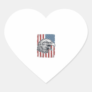 Sticker Cœur Aigle Patriotique Drapeau Américain Gravure Vintag