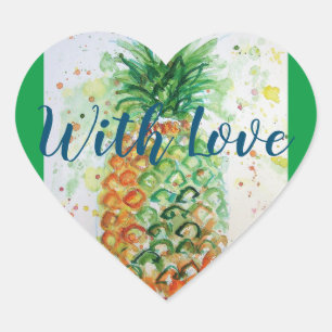 Sticker Cœur Aiguille Fruit Nourriture Tropical Art Orange Lime