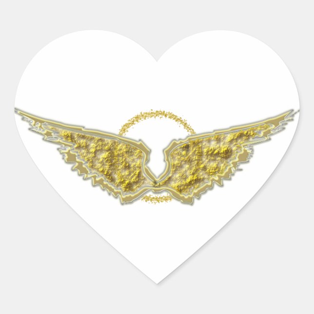 Sticker Cœur Ailes dorées avec halo (Devant)
