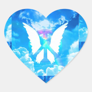 Sticker Cœur Ailes et paix d'ange