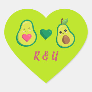Sticker Cœur Aimer l'avocat mignon
