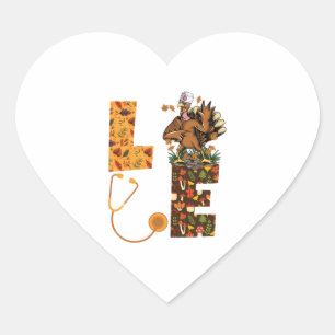 Sticker Cœur Aimer Turquie Stethoscope Infirmière Vie Thanksgiv