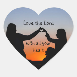 Sticker Cœur Aimez le Seigneur de tout votre cœur Sunset Heart