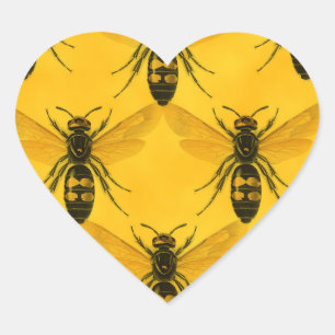 Sticker Cœur Aimez l'insecte : Escadron de guêpe